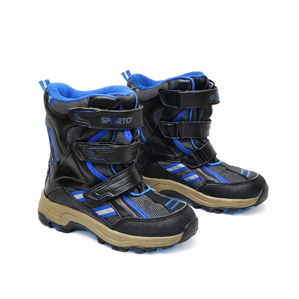 Sporto Kids Winter Boots Black & Blue Insulated Snow Boots Size 2